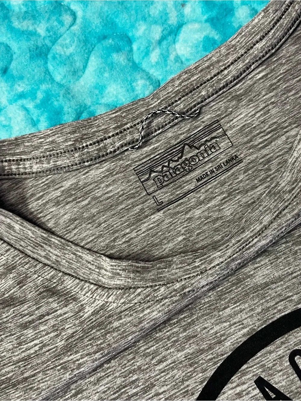 Patagonia Grey Long-Sleeve Women’s Tee with Mountain Logo